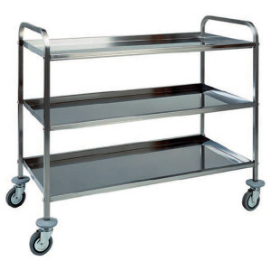 FORCAR Carrello di Servizio in Acciaio Inox AISI 304 - Tubolare 20 mm - N° 3 Ripiani -