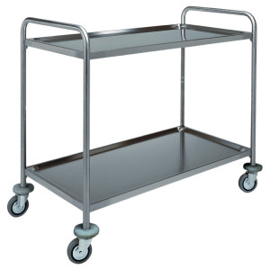 FORCAR Carrello di Servizio in Acciaio Inox AISI 304 - Tubolare 25 mm - N° 2 Ripiani -
