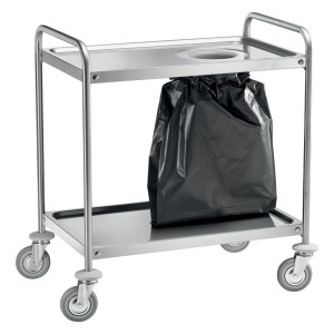 FORCAR Carrello di Servizio in Acciaio Inox AISI 304 - Tubolare 25 mm - N° 2 Ripiani e