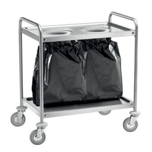 FORCAR Carrello di Servizio in Acciaio Inox AISI 304 - Tubolare 25 mm - N° 2 Ripiani e
