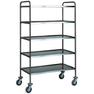 FORCAR Carrello Multifunzione in Acciaio Inox AISI 304 - Tubolare 25 mm - N° 5 Ripiani