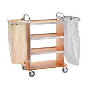 FORCAR Carrello Portabiancheria per Alberghi - N° 4 Ripiani + N° 2 Bracci Pieghevoli co