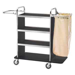 FORCAR Carrello Portabiancheria per Hotel - N° 4 Ripiani + N° 2 Bracci Pieghevoli con S