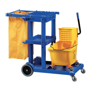 FORCAR Carrello Pulizie - Secchio con Strizzatore e Porta Utensili - Sacco Lt 120