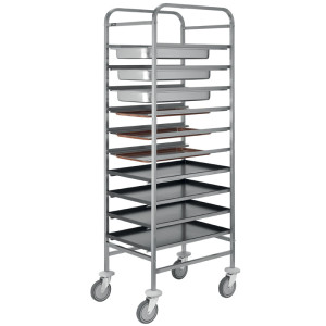 FORCAR Carrello Porta Teglie in Acciaio Inox - Capacità N° 10 Teglie o Bacinelle GN1/1