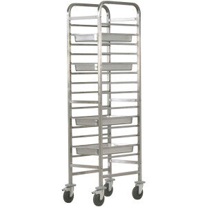 FORCAR Carrello Porta Teglie GN Rinforzato in Acciaio Inox - Capacità N° 14 Teglie GN1/