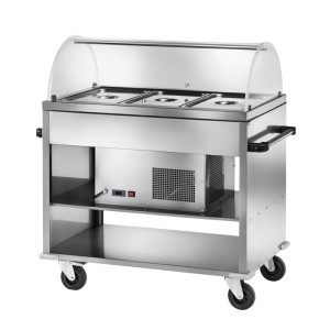 FORCAR Carrello Refrigerato Inox AISI 304 con Cupola - N° 3 Bacinelle GN1/1