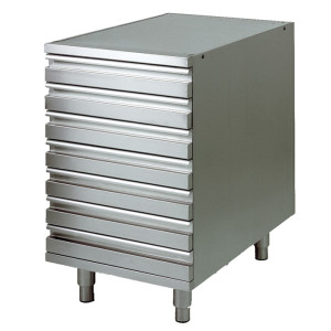 Forcold Cassettiera per Contenitori Impasti Pizza Inox AISI 201 - N° 7 Cassetti