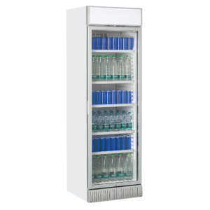 CoolHead Frigorifero Verticale per Bibite CHG390C Verniciato Bianco con Opalina - Capacit