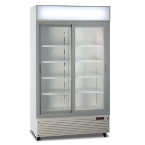 Klimaitalia Frigo Vetrina in Acciaio CL1100 White - Doppia Anta Scorrevole e Canopy Superior