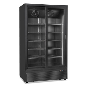 Klimaitalia Frigo Vetrina per Bibite Total Black con Doppia Porta Scorrevole - Temp 0° +10°C