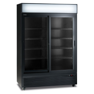 Klimaitalia Frigo Vetrina in Acciaio CL1300 Black - Doppia Anta Scorrevole con Canopy - Capa