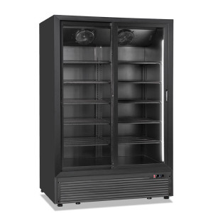 Klimaitalia Frigo Vetrina per Bibite Total Black con Doppia Porta Scorrevole - Temp 0° +10°C