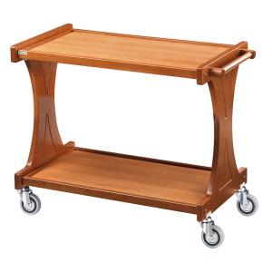 FORCAR Carrello a 2 Ripiani con Spalliere Monocorpo CL2000 - Legno Massello e Nobilitat
