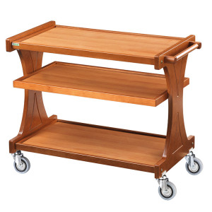 FORCAR Carrello a 3 Ripiani con Spalliere Monocorpo CL2150 - Legno Massello e Nobilitat