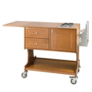FORCAR Carrello Flambè CL2750 con Portabottiglie - Legno Massello e Acciaio - N° 1 Pias