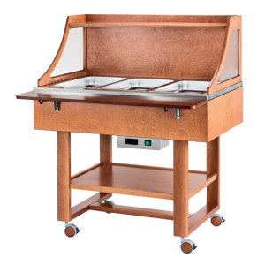 FORCAR Carrello Bagnomaria per Buffet  in Legno CL2772N - Struttura Monobloccco con Sch