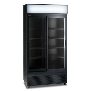 Klimaitalia Frigo Vetrina in Acciaio CL801 Black - Doppia Anta Scorrevole - Capacità lt 403