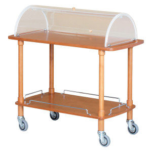FORCAR Carrello di Servizio a 2 Ripiani con Ringhiere CLC2012 - Legno Massello e Cupola