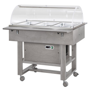 FORCAR Carrello Refrigerato in Legno con Cupola e N° 2 Mensole - Temp Positiva o Negati