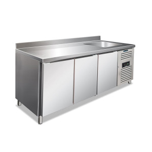 Klimaitalia Banco Refrigerato Ventilato a 3 Porte CLV3200TN - Alzatina e Lavello - Temp -2°