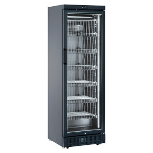 CoolHead Congelatore Verticale con Porta a Vetro in ABS Nero - N° 6 Ripiani Fissi - Capac