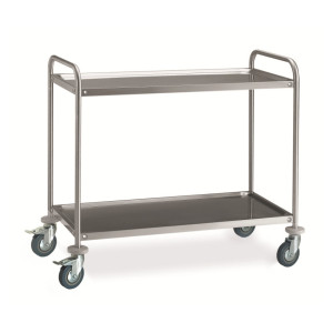 Amitek Carrello di Servizio in Acciaio Inox CR2 a 2 Ripiani - Diverse Dimensioni