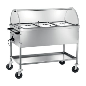 FORCAR Carrello Bagnomaria in Acciaio Inox con Cupola - N° 3 Bacinelle GN1/1