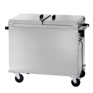 FORCAR Carrello Bagnomaria Armadiato in Acciaio Inox con Coperchi - Capacità N° 2 o 3 V