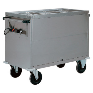 FORCAR Carrello Bagnomaria Armadiato in Acciaio Inox - Capacità N° 2 o 3 Vaschette GN1/