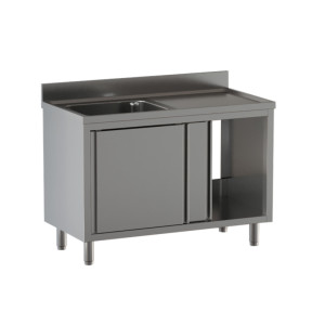 Ristopro Lavatoio Inox su Mobile - N° 1 Vasca con Sgocciolatoio Destro - Profondità Cm 70
