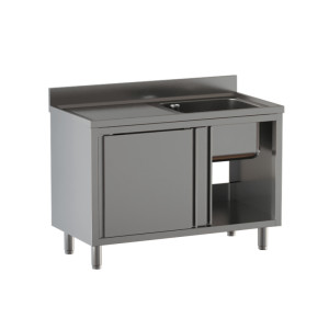 Ristopro Lavatoio Inox su Mobile - N° 1 Vasca con Sgocciolatoio Sinistro - Profondità Cm