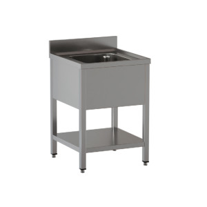 Ristopro Lavatoio Inox con Gambe Quadre - N° 1 Vasca Senza Sgocciolatoio - Profondità Cm