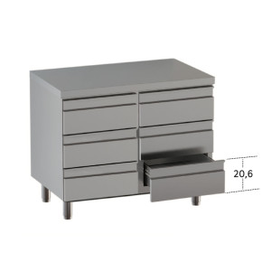 Ristopro Cassettiera Neutra in Acciaio Inox - N° 6 Cassetti