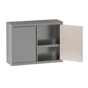 Ristopro Pensile in Acciaio Inox con Ante a Battente e Ripiano Intermedio - Altezza cm 80