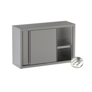 Ristopro Pensile Inox Scolapiatti - Ante Scorrevoli e Ripiano Sgocciolatoio - Altezza Cm