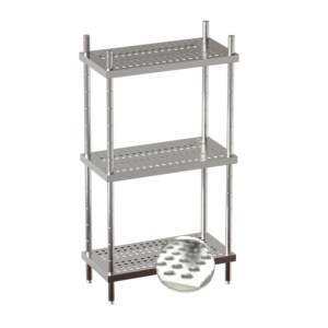 Ristopro Scaffalatura con Ripiani Forati in Acciaio Inox - Altezza Cm 150 - Profondità Cm