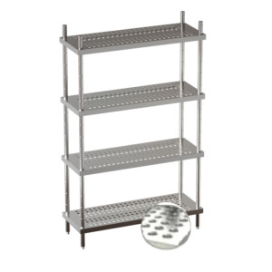 Ristopro Scaffalatura con Ripiani Forati in Acciaio Inox - Altezza Cm 180 - Profondità Cm
