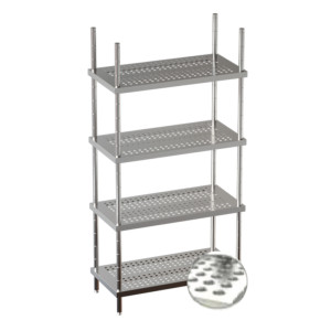 Ristopro Scaffalatura con Ripiani Forati in Acciaio Inox - Altezza Cm 200 - Profondità Cm