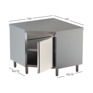 Ristopro Tavolo Armadiato Angolare con Porta a Battente - Acciaio Inox