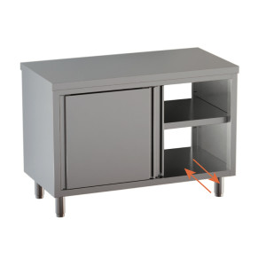 Ristopro Tavolo Armadiato Passante con Ante Scorrevoli - Acciaio Inox - Profondità Cm 60