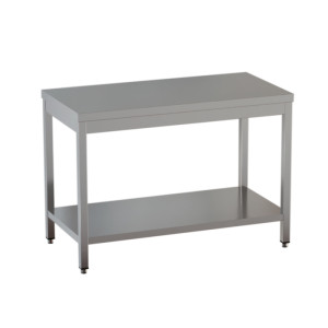 Ristopro Tavolo Neutro Inox con Gambe Quadre e Ripiano Inferiore - Profondità Cm 70