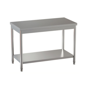 Ristopro Tavolo Inox con Gambe Tonde e Ripiano Inferiore - Profondità Cm 60