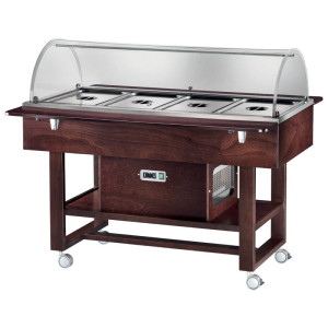 FORCAR Carrello Refrigerato in Legno con Cupola e N° 2 Mensole - Temp Positiva o Negati