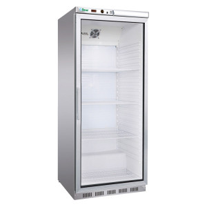 FORCAR Armadio Frigorifero ER600GSS - Acciaio Inox e Porta a Vetro - Temp +2° +8° - Cap