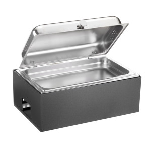 Pinti inox Chafing Dish Caldo con Base Alta GN1/1 per Buffet  - Salvia, Carbone, Burro o Ca