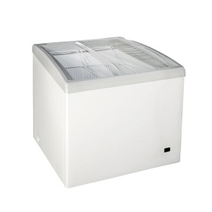 Klimaitalia Freezer a Pozzetto in Lamiera Bianca FR268SLL con Vetro Curvo Inclinato Scorrevo