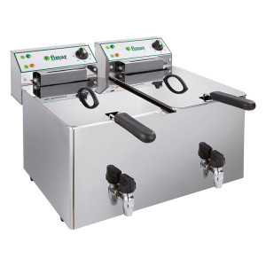 FIMAR Friggitrice Elettrica FR1010RN - Vasca Doppia con Rubinetti - Capacità Lt 12 + 1