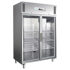FORCAR Armadio Frigorifero GN1410TNG con Doppia Porta in Vetro - Capacità Lt 1325 - Tem