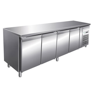 FORCAR Banco Refrigerato Snack a 4 Porte - Acciaio Inox AISI 304 - Profondità Cm 60